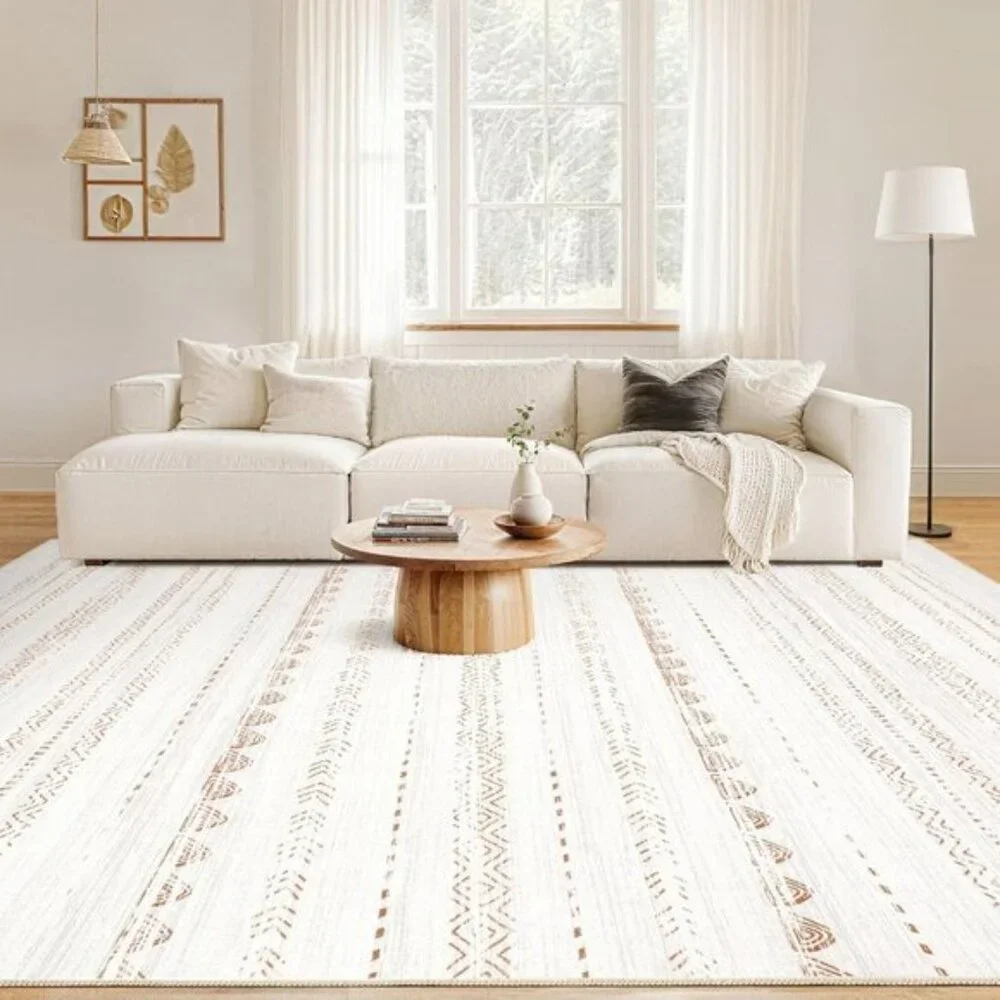 New 5x7 Brown Washable Area Rug, Soft Non Slip-Carpet for Home & Room Decor